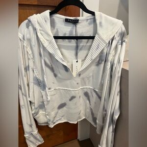 Maven West White & Gray Tie-Dye Hooded Pullover
